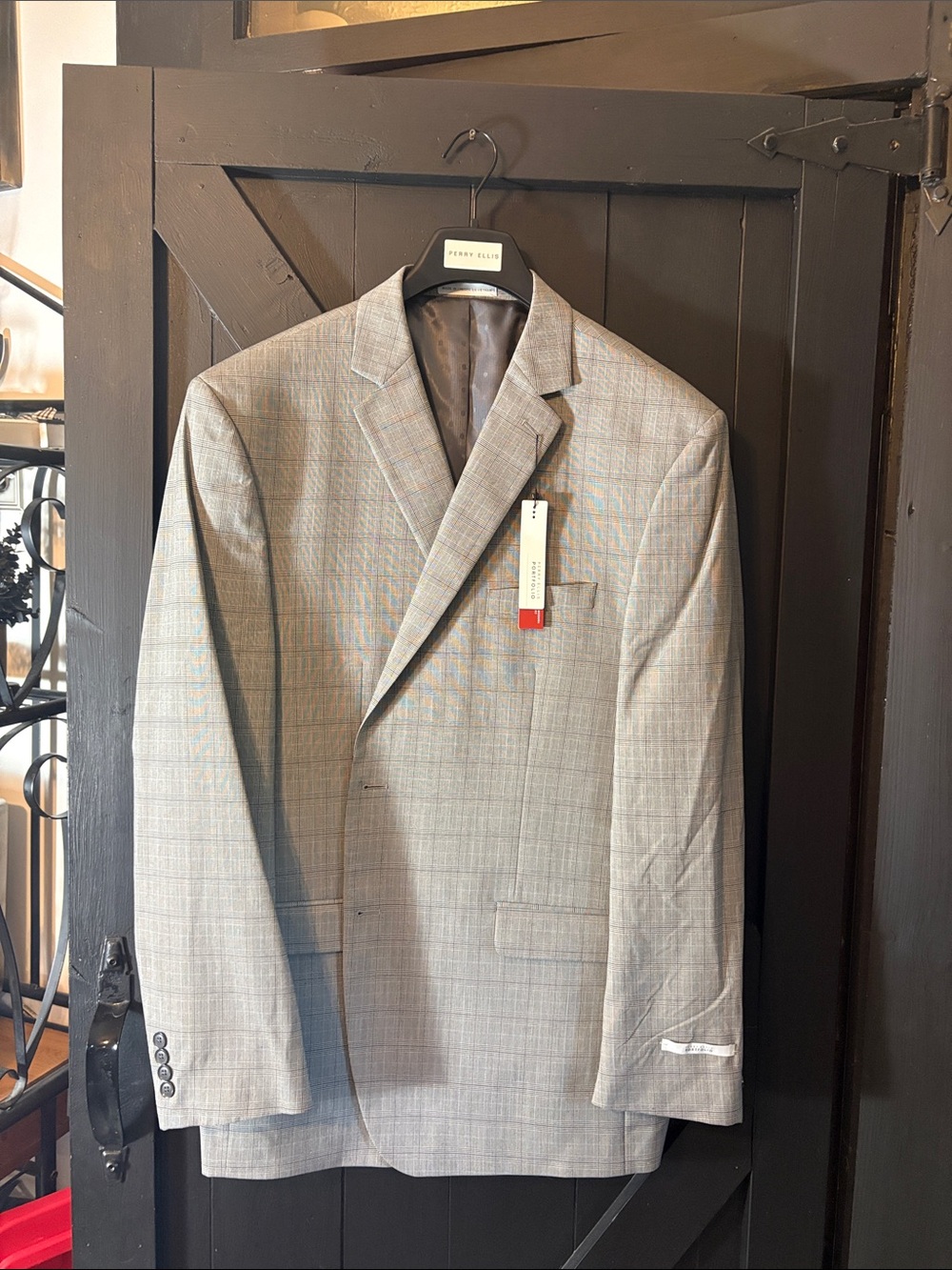 Perry Ellis Gray Glen Plaid Sport Coat